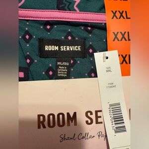 Room Service Green and Pink Shawl Collar Pajamas